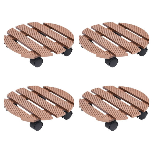 Carrelli Porta Piante 4 Pz Marroni Ø30X7,5 Cm Wpc