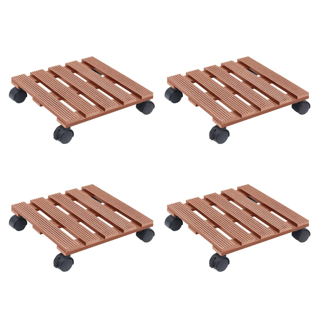 Carrelli Porta Piante 4 Pz Marroni Ø30X7,5 Cm Wpc