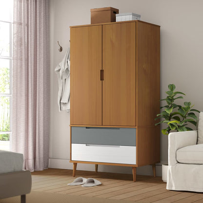 Armadio Molde 90X55X175 Cm In Legno Massello Di Pino