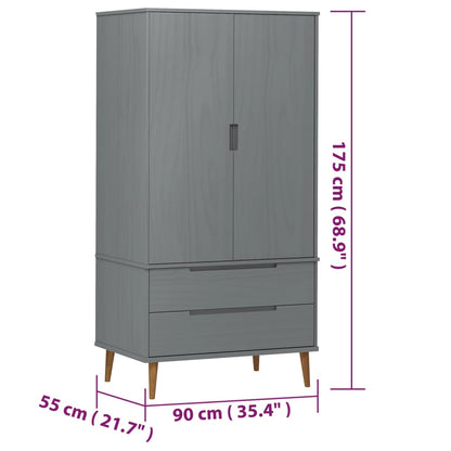 Armadio Molde 90X55X175 Cm In Legno Massello Di Pino