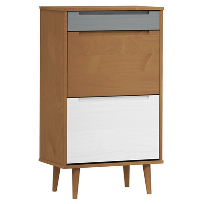 Scarpiera Molde Marrone 59,5X35X103Cm In Legno Massello Di Pino
