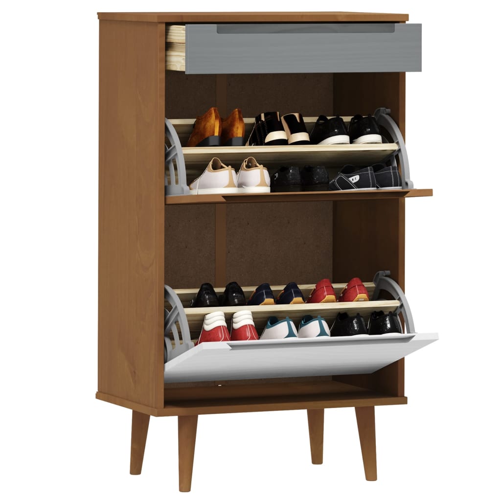 Scarpiera Molde Marrone 59,5X35X103Cm In Legno Massello Di Pino
