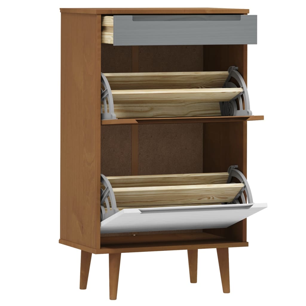 Scarpiera Molde Marrone 59,5X35X103Cm In Legno Massello Di Pino