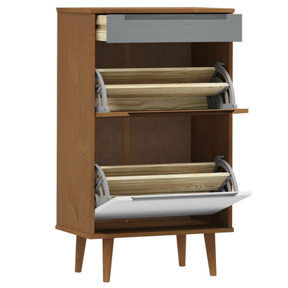 Scarpiera Molde Marrone 59,5X35X103Cm In Legno Massello Di Pino