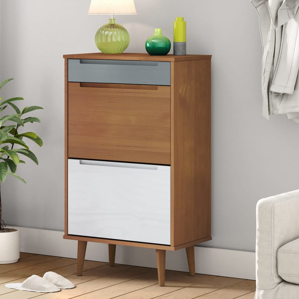 Scarpiera Molde Marrone 59,5X35X103Cm In Legno Massello Di Pino