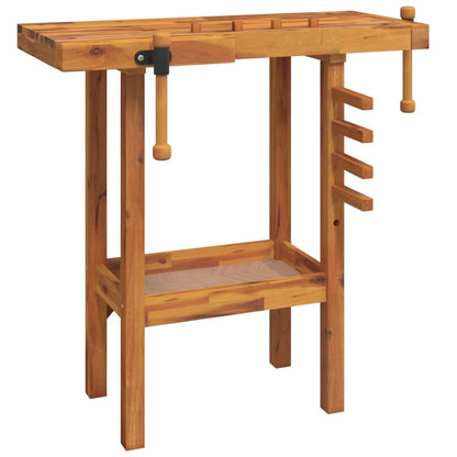 Banco Da Lavoro Con Morse 92X48X83 Cm Legno Massello Di Acacia