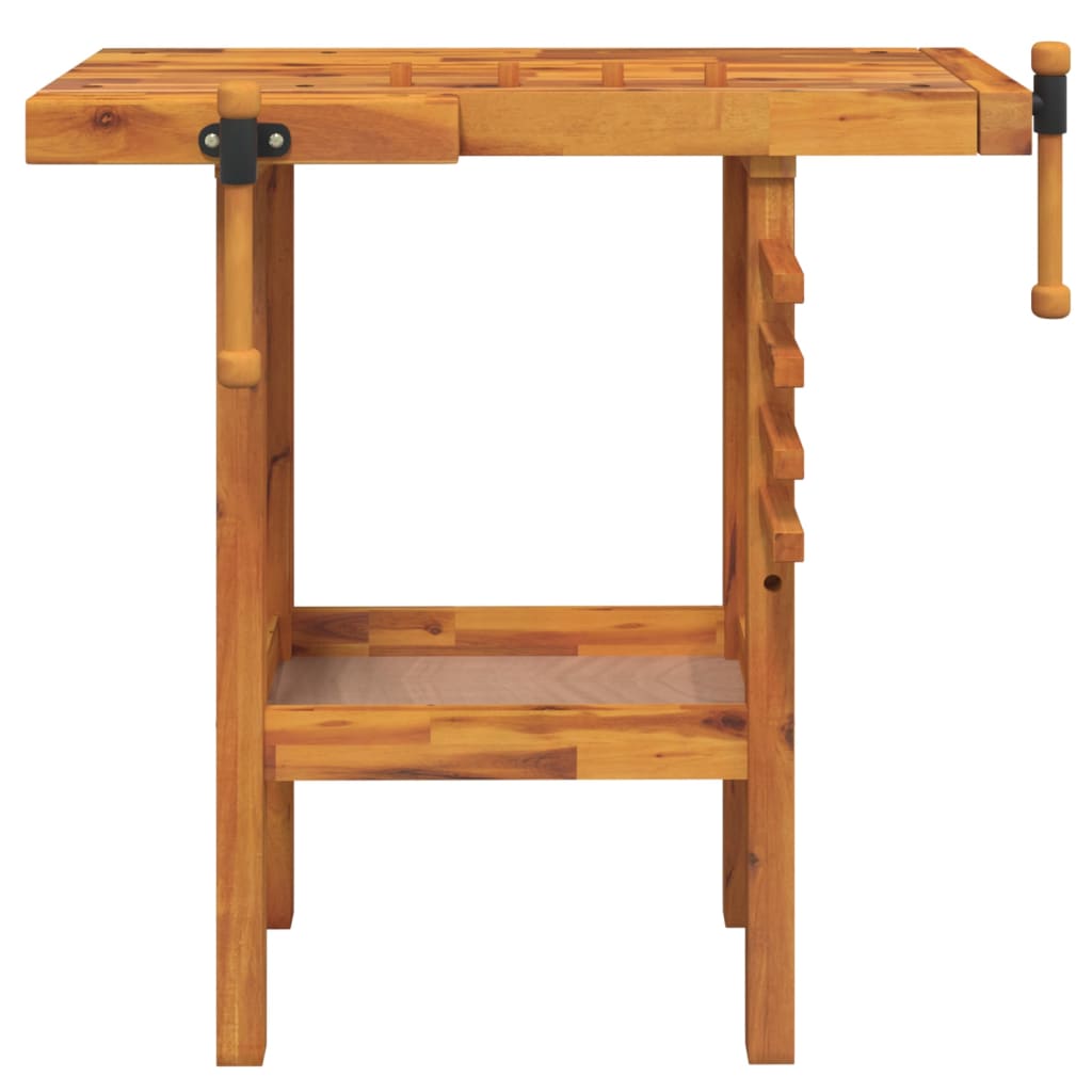 Banco Da Lavoro Con Morse 92X48X83 Cm Legno Massello Di Acacia
