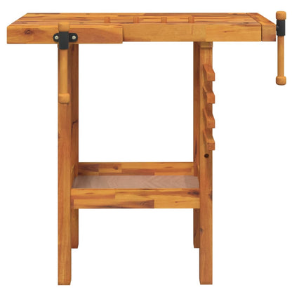 Banco Da Lavoro Con Morse 92X48X83 Cm Legno Massello Di Acacia