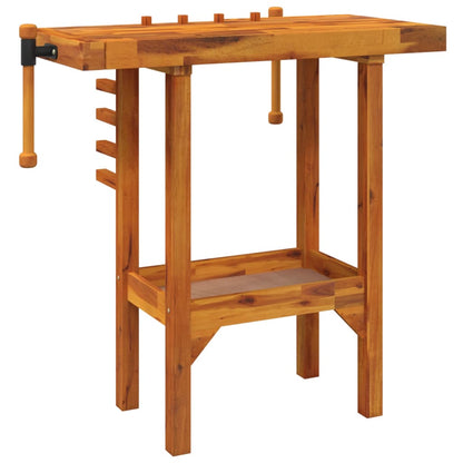 Banco Da Lavoro Con Morse 92X48X83 Cm Legno Massello Di Acacia