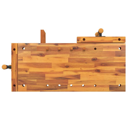 Banco Da Lavoro Con Morse 92X48X83 Cm Legno Massello Di Acacia