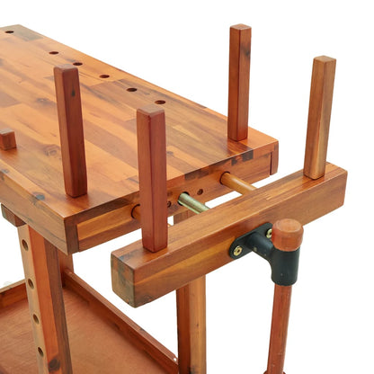 Banco Da Lavoro Con Morse 92X48X83 Cm Legno Massello Di Acacia