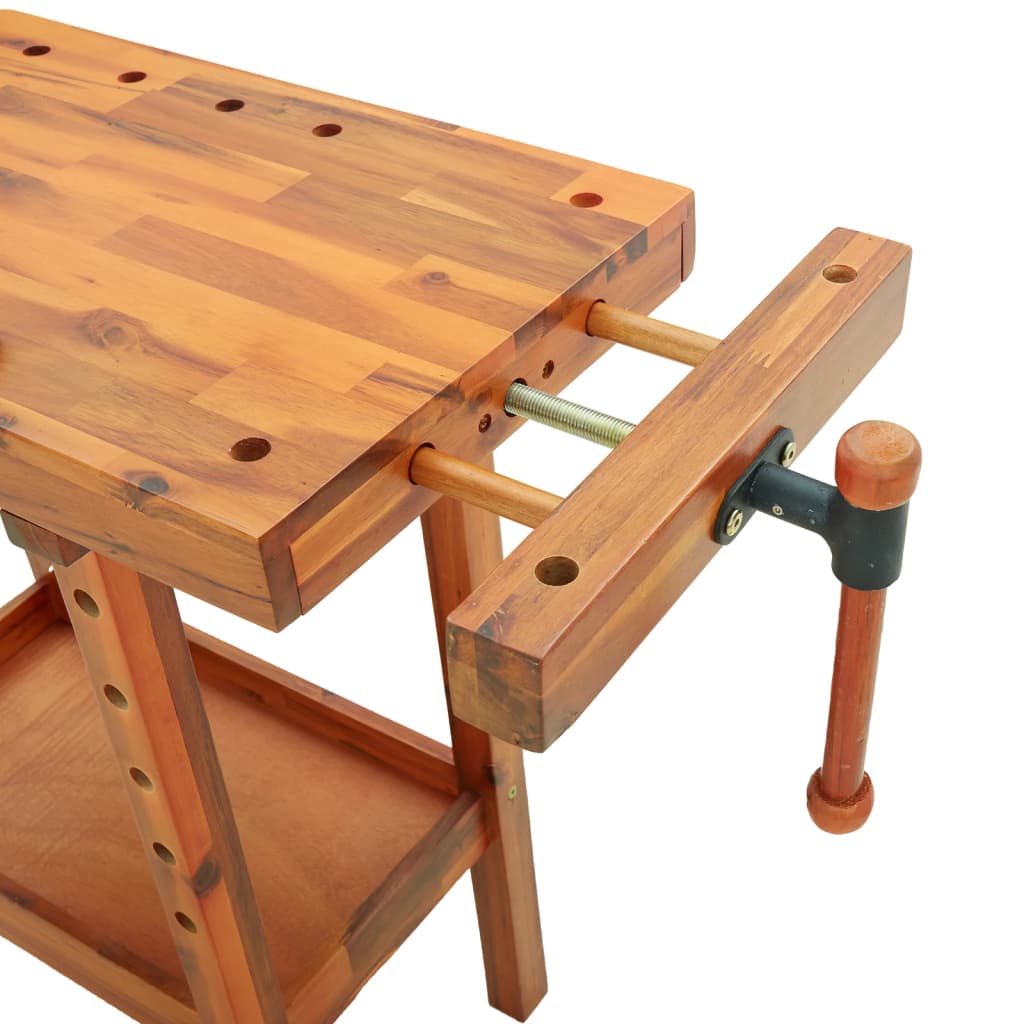 Banco Da Lavoro Con Morse 92X48X83 Cm Legno Massello Di Acacia