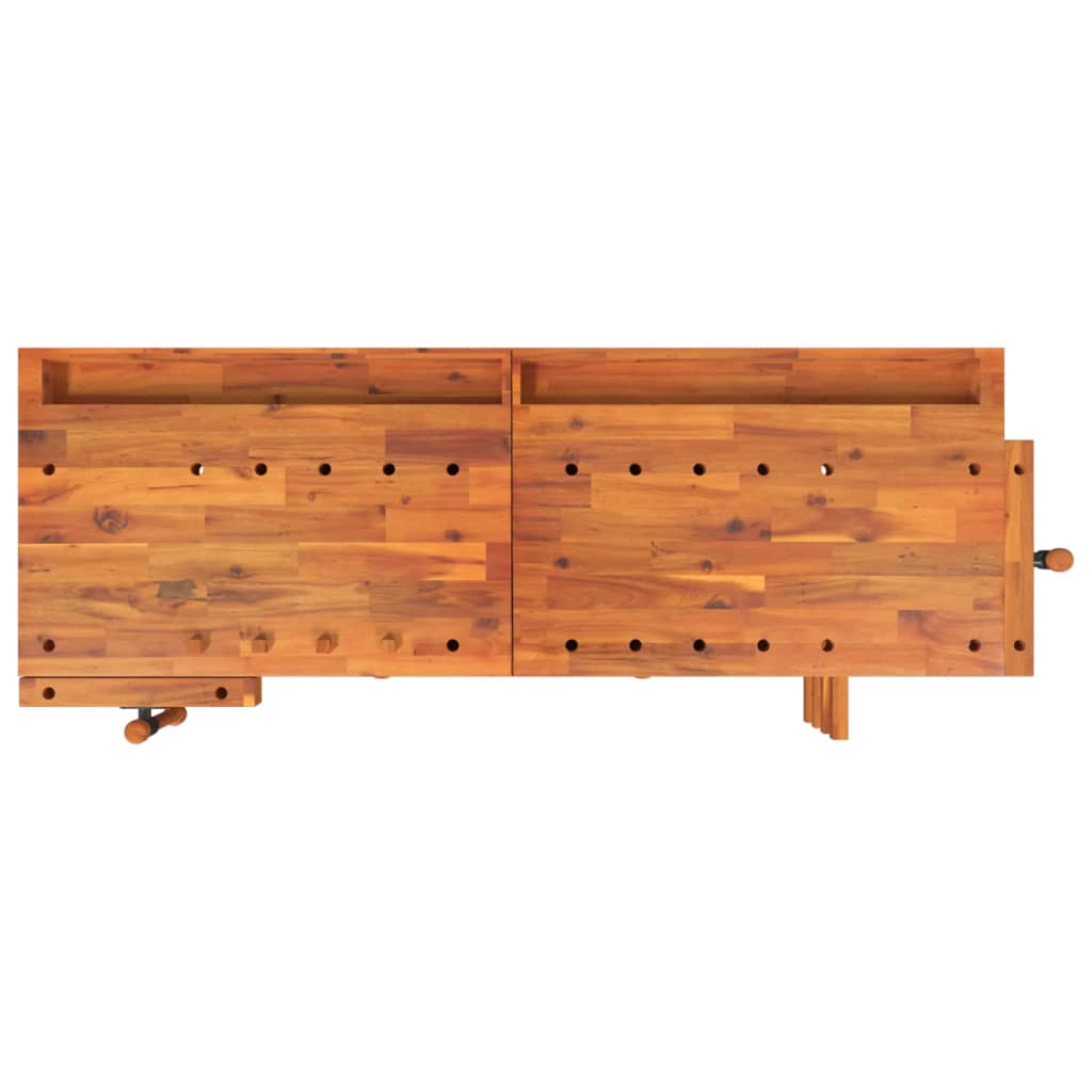 Banco Lavoro Cassetti E Morse 162X62X83Cm Legno Massello Acacia