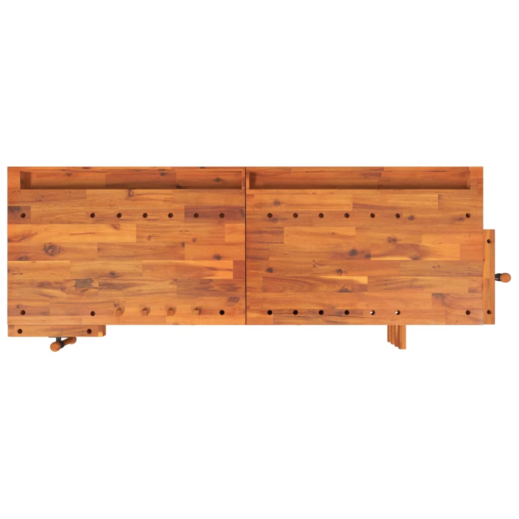 Banco Lavoro Cassetti E Morse 192X62X83Cm Legno Massello Acacia