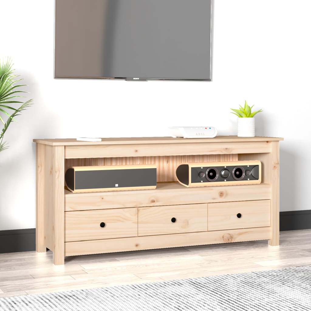 Mobile Porta Tv 114X35X52 Cm In Legno Massello Di Pino