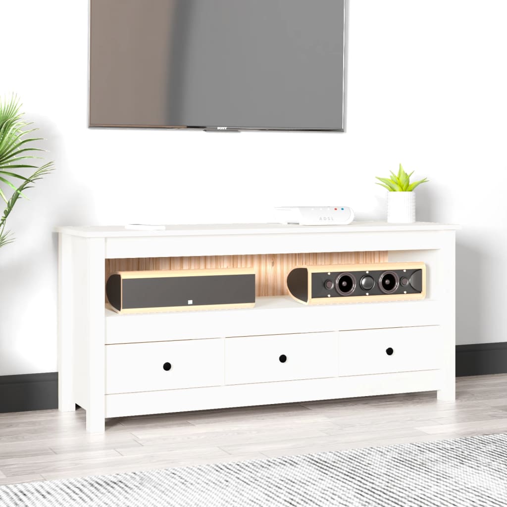 Mobile Porta Tv 114X35X52 Cm In Legno Massello Di Pino