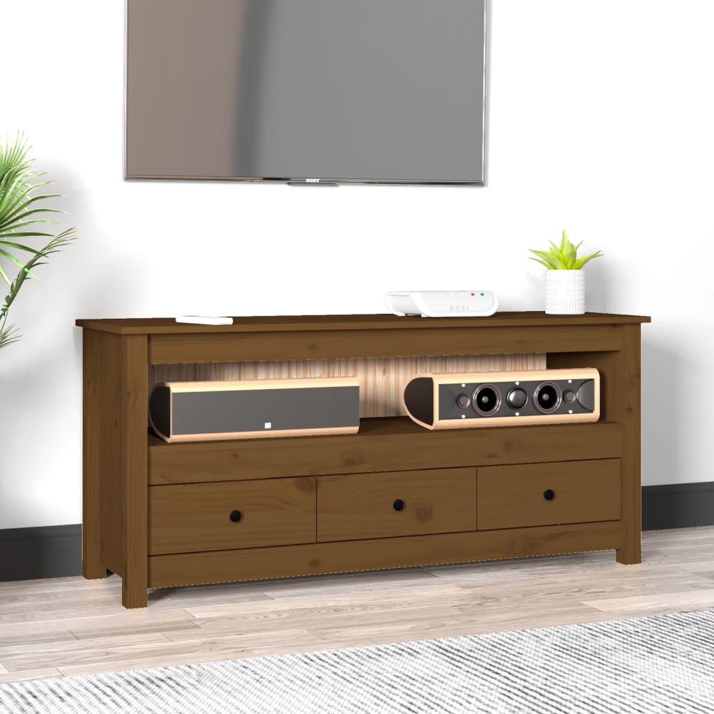 Mobile Porta Tv 114X35X52 Cm In Legno Massello Di Pino