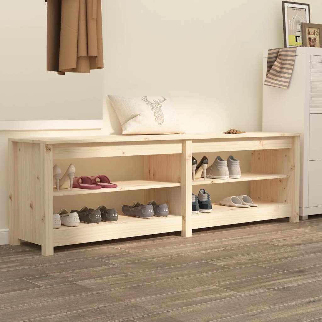 Scarpiera Nera 160X36,5X50 Cm In Legno Massello Di Pino