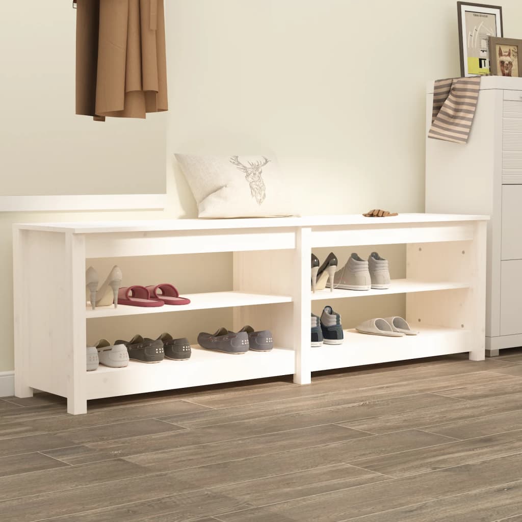 Scarpiera Nera 160X36,5X50 Cm In Legno Massello Di Pino