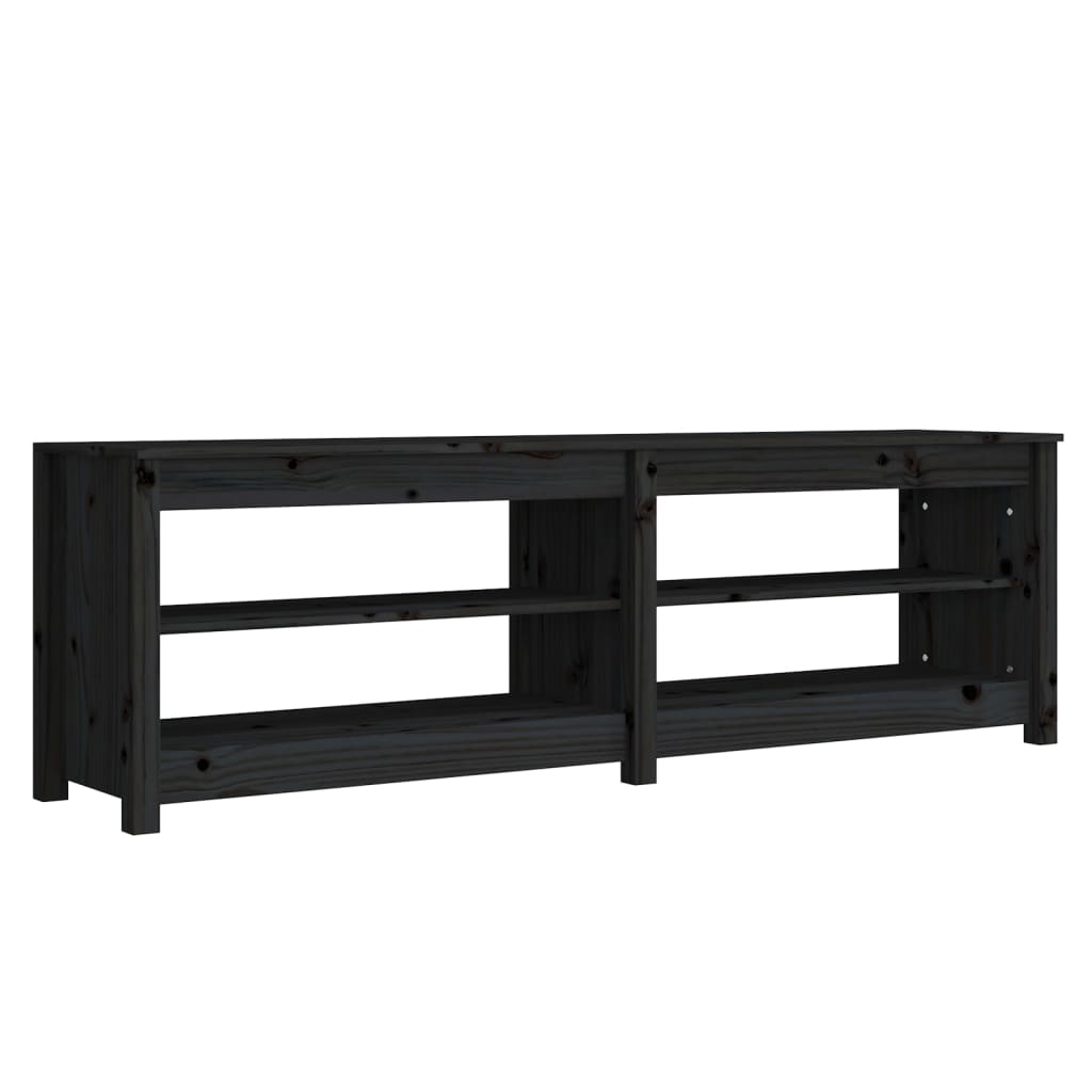 Scarpiera Nera 160X36,5X50 Cm In Legno Massello Di Pino