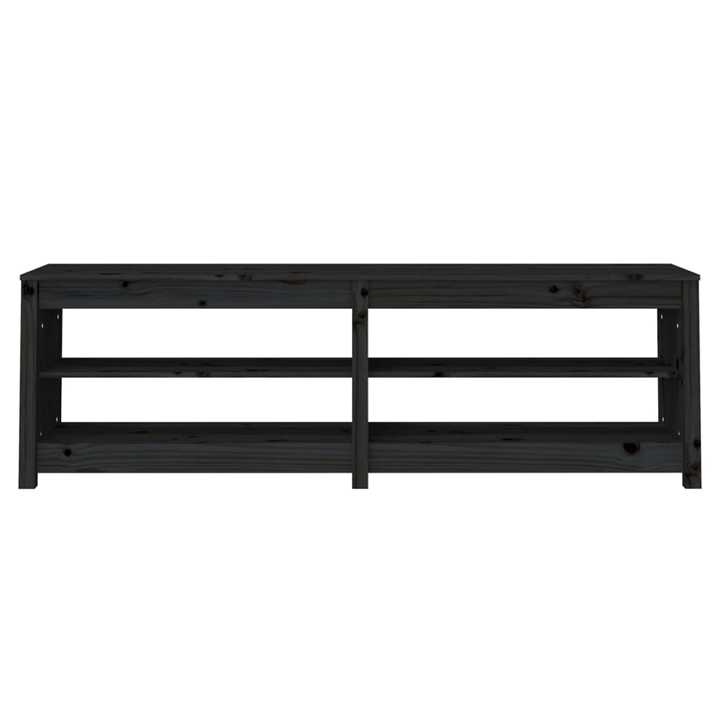 Scarpiera Nera 160X36,5X50 Cm In Legno Massello Di Pino