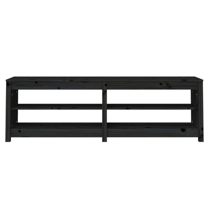 Scarpiera Nera 160X36,5X50 Cm In Legno Massello Di Pino