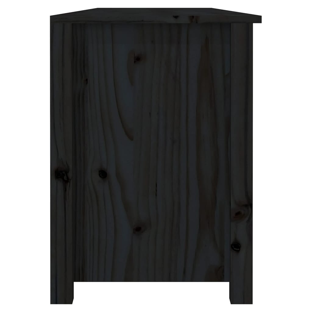Scarpiera Nera 160X36,5X50 Cm In Legno Massello Di Pino