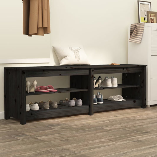 Scarpiera Nera 160X36,5X50 Cm In Legno Massello Di Pino