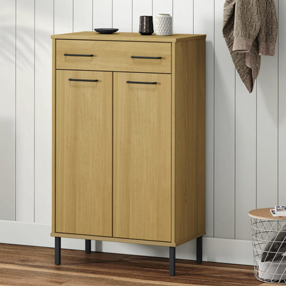 Scarpiera Con Gambe Metallo Legno Massello Di Pino Oslo