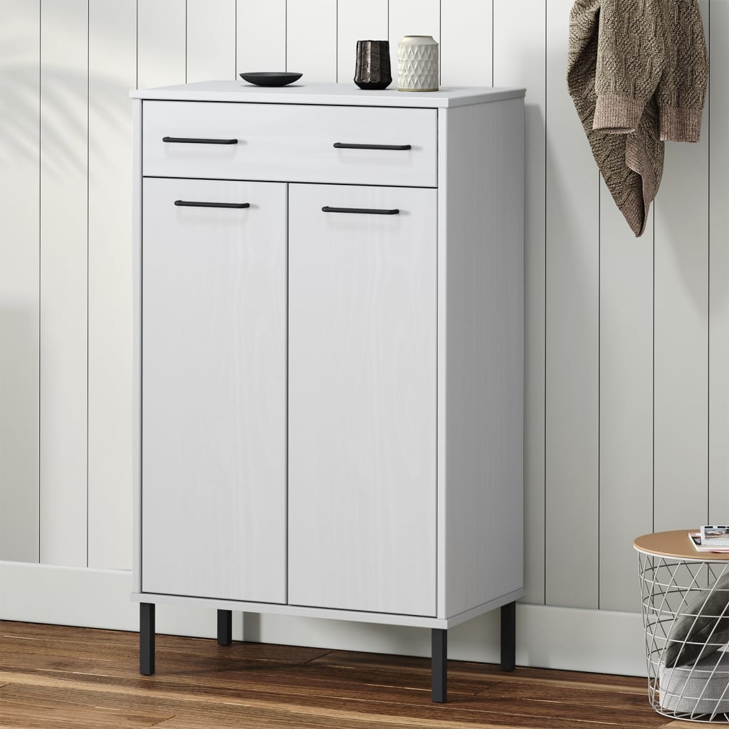 Scarpiera Con Gambe Metallo Legno Massello Di Pino Oslo