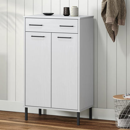 Scarpiera Con Gambe Metallo Legno Massello Di Pino Oslo