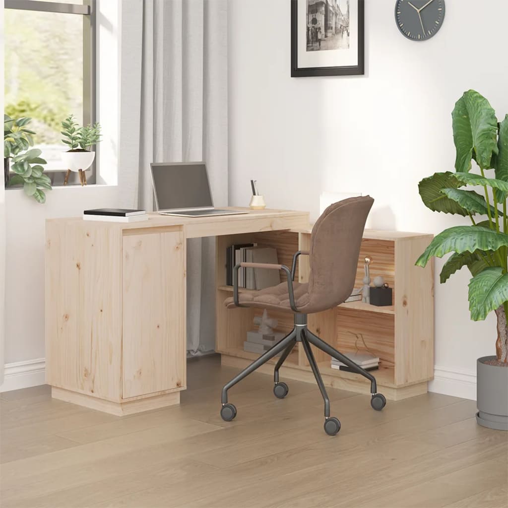 Scrivania Bianca 110X50X75 Cm In Legno Massello Di Pino
