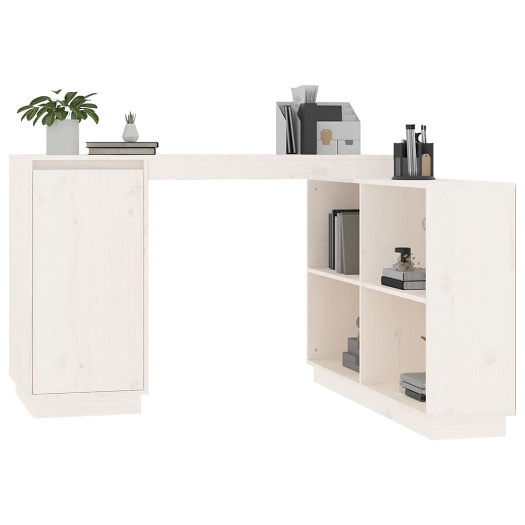Scrivania Bianca 110X50X75 Cm In Legno Massello Di Pino