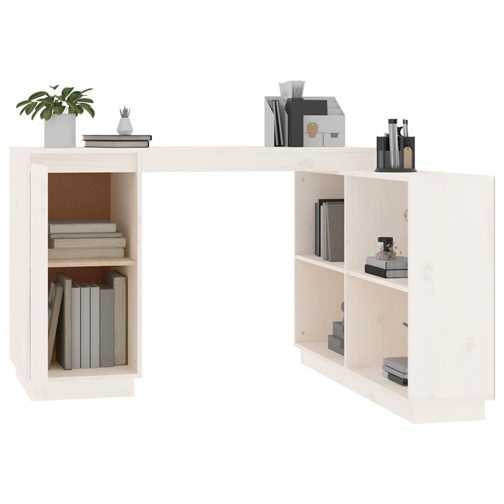 Scrivania Bianca 110X50X75 Cm In Legno Massello Di Pino