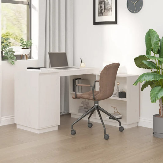 Scrivania Bianca 110X50X75 Cm In Legno Massello Di Pino