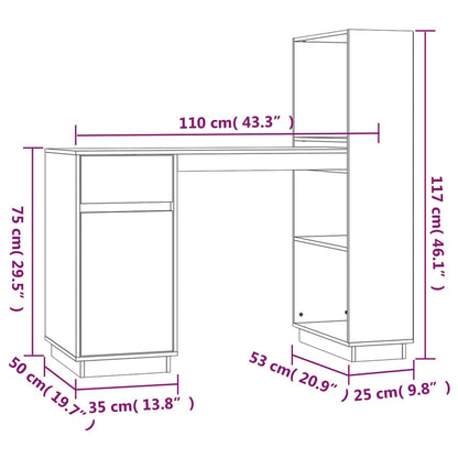 Scrivania 110X53X117 Cm In Legno Massello Di Pino