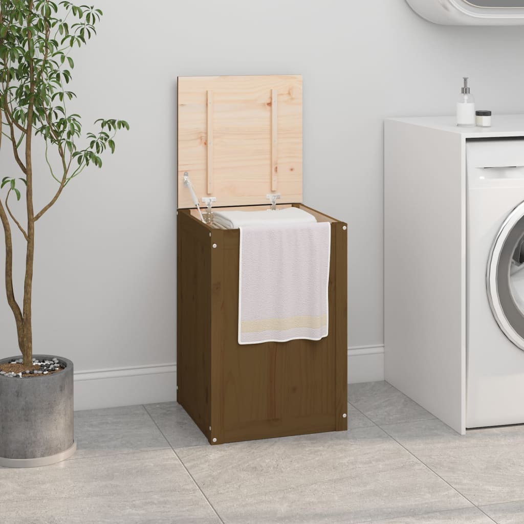 Contenitore Per Bucato Ambra 88,5X44X66 Cm Legno Massello Pino