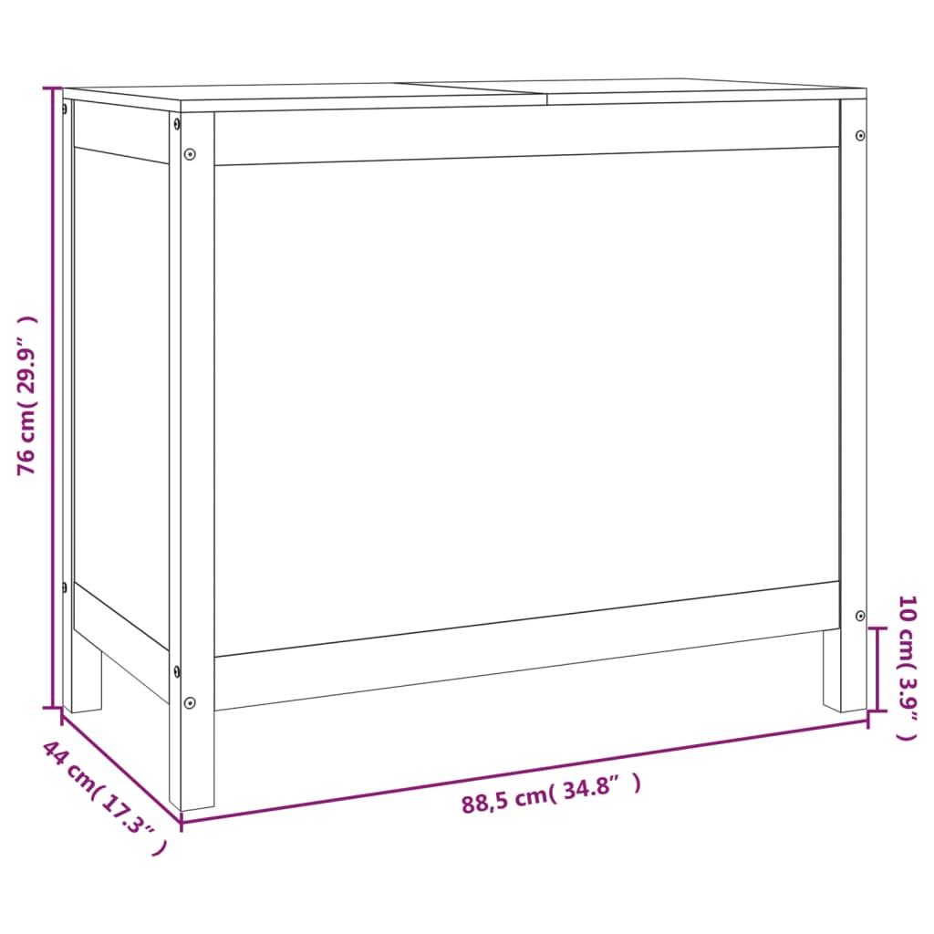 Contenitore Per Bucato 88,5X44X76 Cm Legno Massello Pino