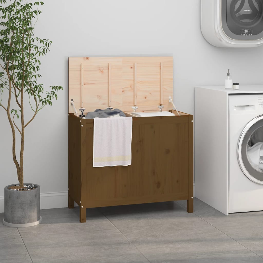 Contenitore Per Bucato 88,5X44X76 Cm Legno Massello Pino