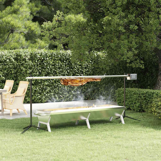 Set Griglia E Vassoio Barbecue Automatico In Acciaio Inox
