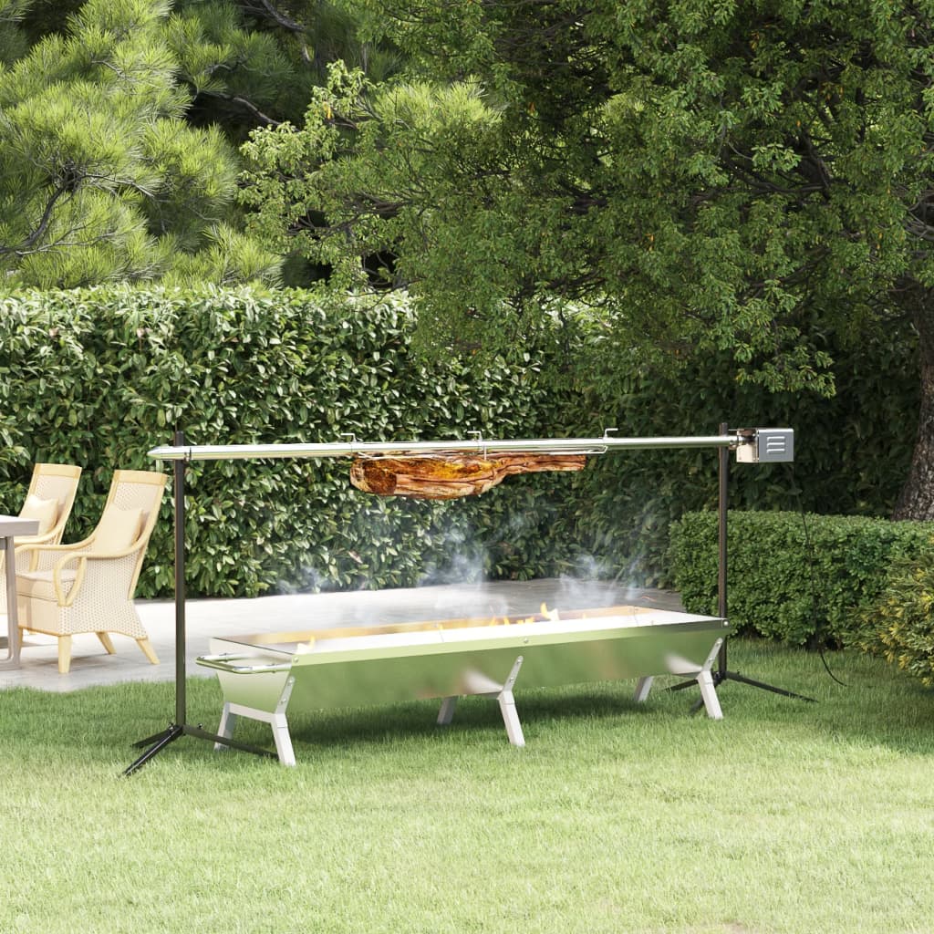 Vassoio Per Barbecue Argento 118X42X30,5 Cm Acciaio Inox