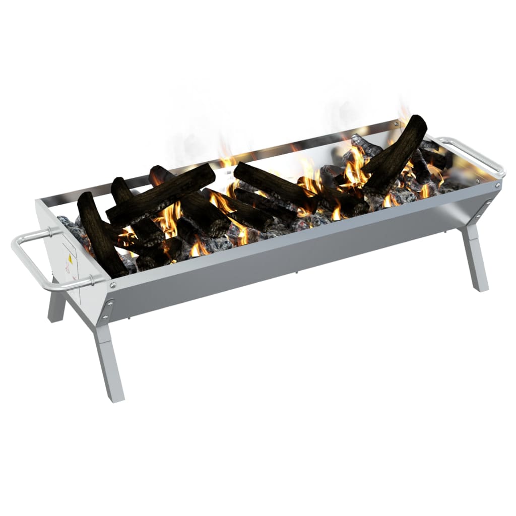 Vassoio Per Barbecue Argento 118X42X30,5 Cm Acciaio Inox