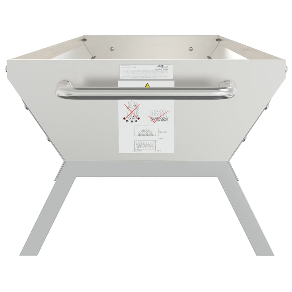 Vassoio Per Barbecue Argento 118X42X30,5 Cm Acciaio Inox
