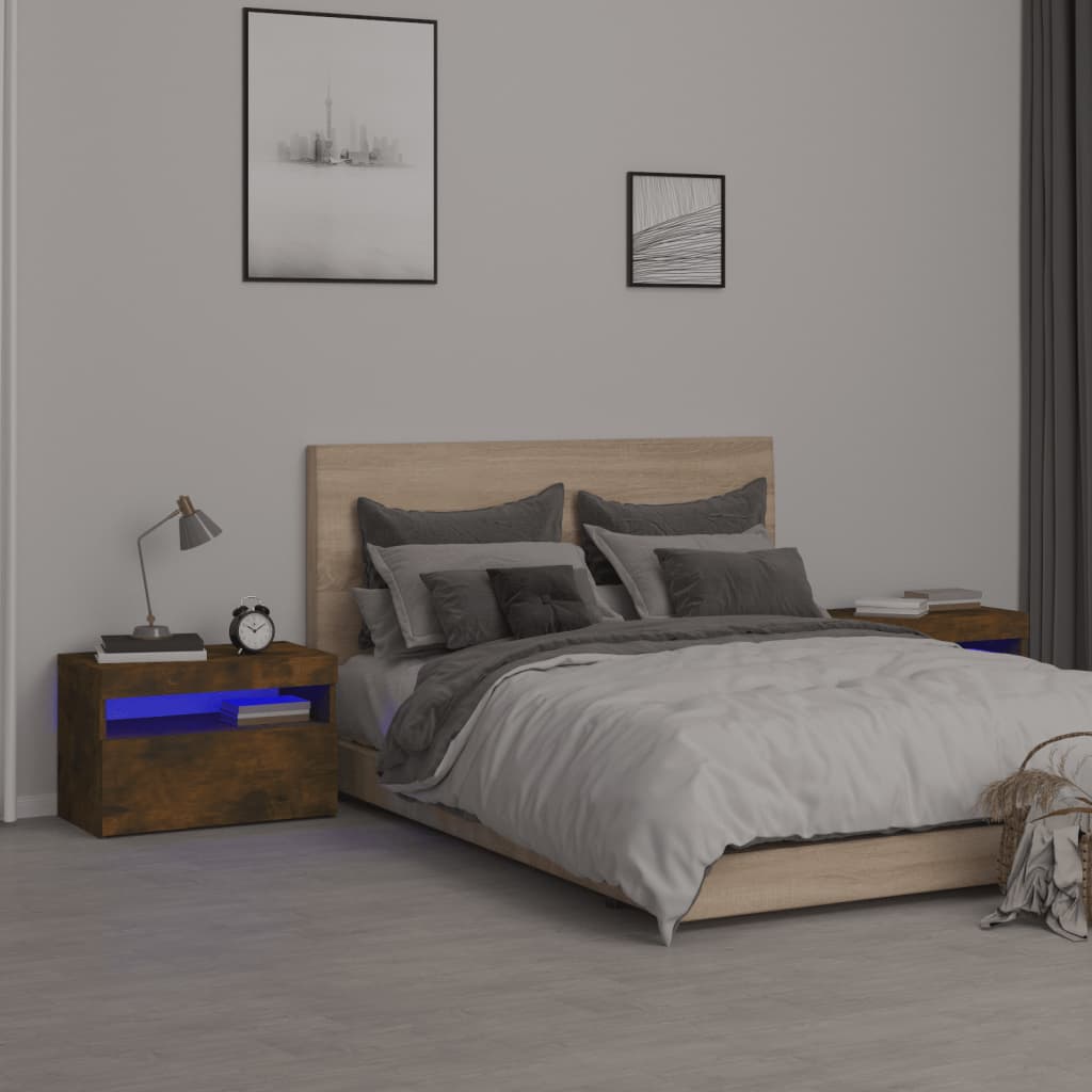 Comodino Con Led 60X35X40 Cm In Legno Multistrato