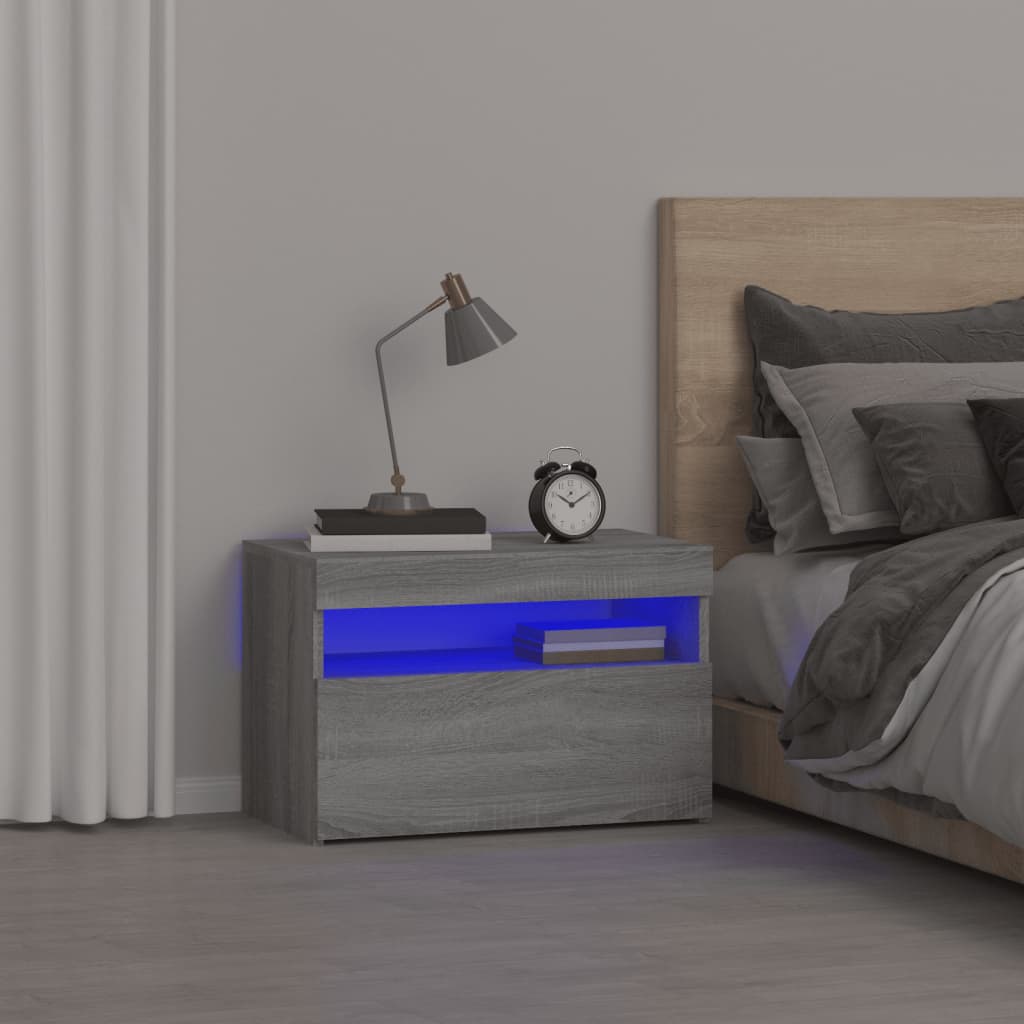 Comodino Con Led 60X35X40 Cm In Legno Multistrato