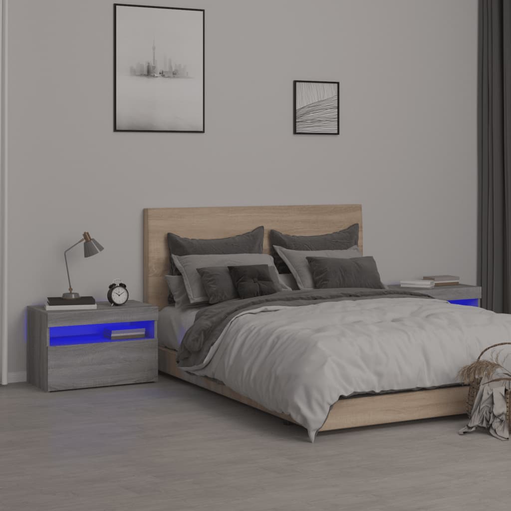 Comodino Con Led 60X35X40 Cm In Legno Multistrato