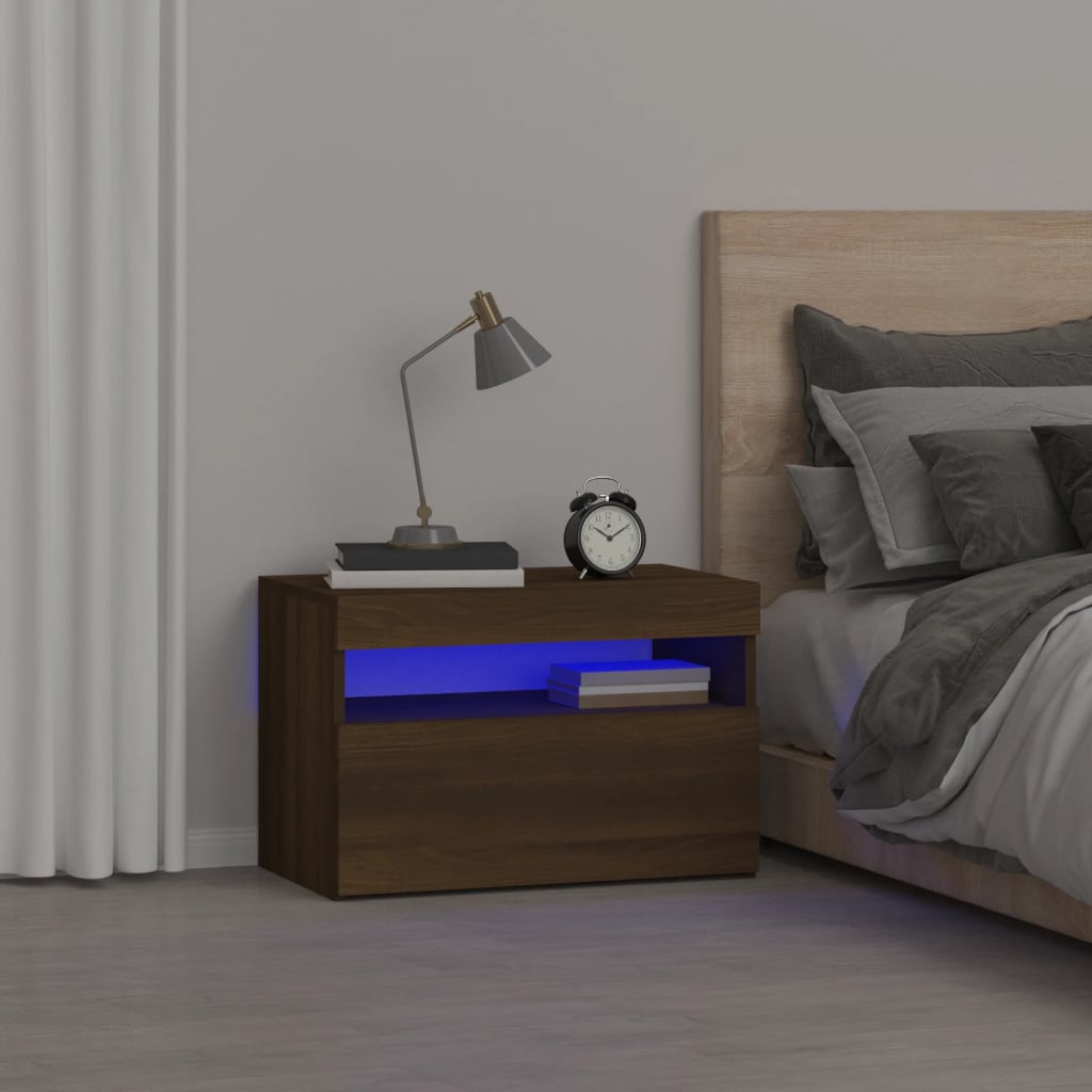 Comodino Con Led 60X35X40 Cm In Legno Multistrato