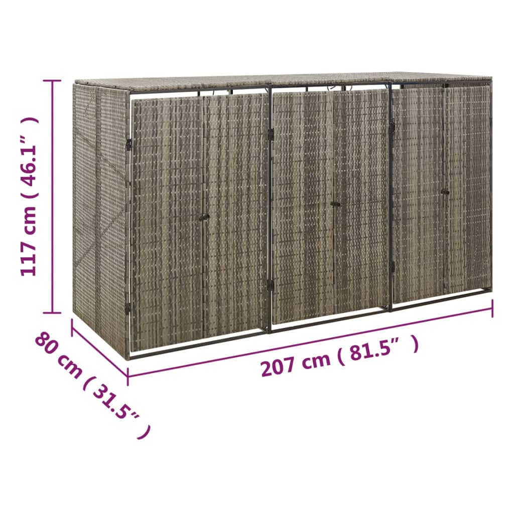 Copribidone Triplo 207X80X117 Cm In Polyrattan