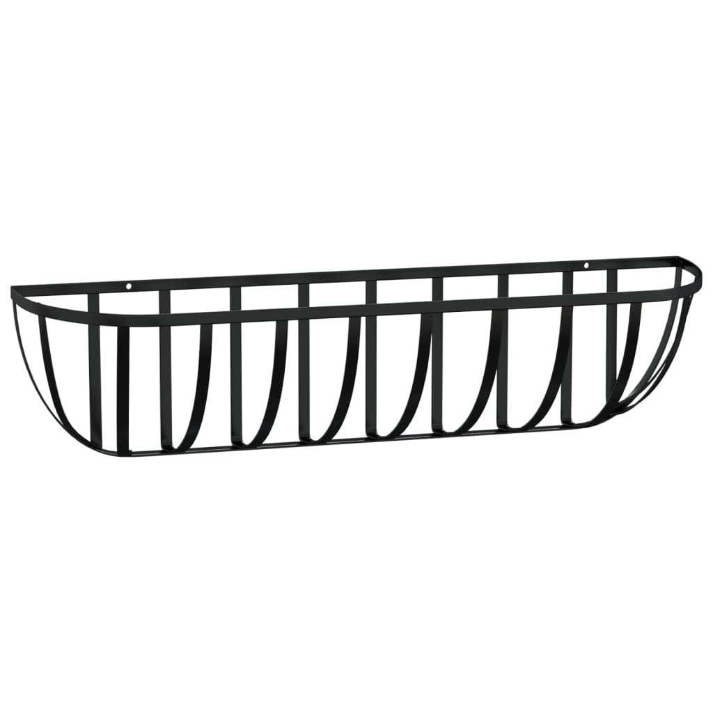 Fioriere Parete 2 Pz Rivestimenti Cocco Nero 76X21X16Cm Acciaio