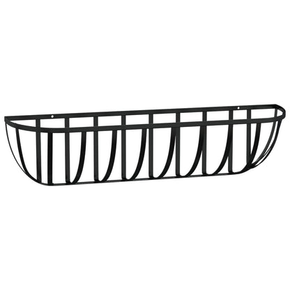 Fioriere Parete 2 Pz Rivestimenti Cocco Nero 76X21X16Cm Acciaio